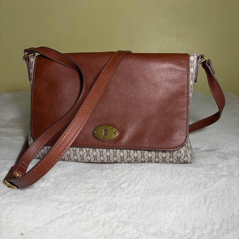 Fossil Brown‎ Leather Crossbody Bag